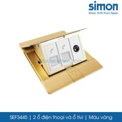SEF3445 Simon ổ cắm âm sàn gồm 2 ổ điện thoại và ổ tivi màu vàng