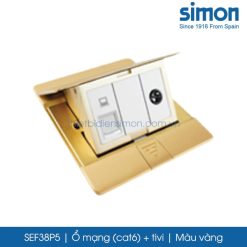 SEF38P5 Simon ổ cắm âm sàn gồm ổ mạng cat6 + ổ tivi màu vàng