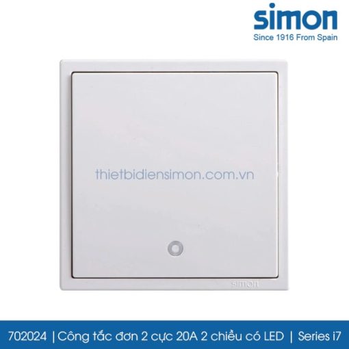 702024 Simon i7 công tắc đơn 2 cực 20A 2 chiều có LED
