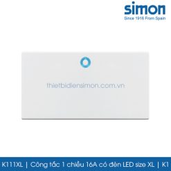 K111XL Simon K1 công tắc 1 chiều 16A có đèn LED size XL