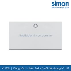 K112XL Simon K1 công tắc 1 chiều 16A có nút đèn trang trí size XL