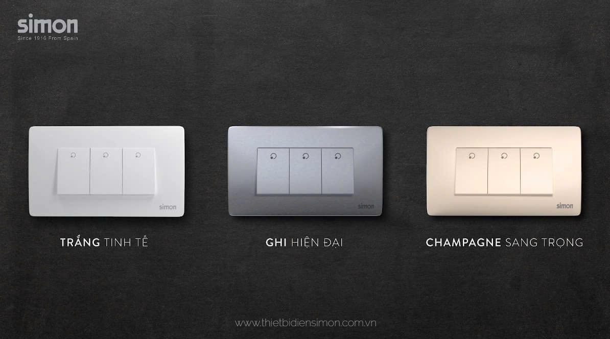 Màu sắc của công tắc ổ cắm Simon K1