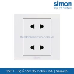 S5511 Simon S5 ổ cắm đôi 2 chấu 16A