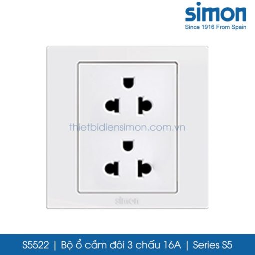 S5522 Simon S5 ổ cắm đôi 3 chấu 16A