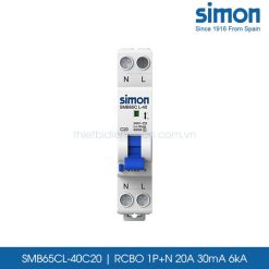 SMB65CL-40C20 Simon RCBO 1P+N 20A 30mA 6kA