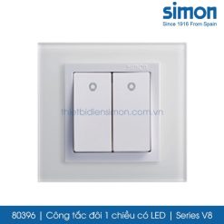 80396 Simon V8 công tắc đôi 1 chiều có LED 16A