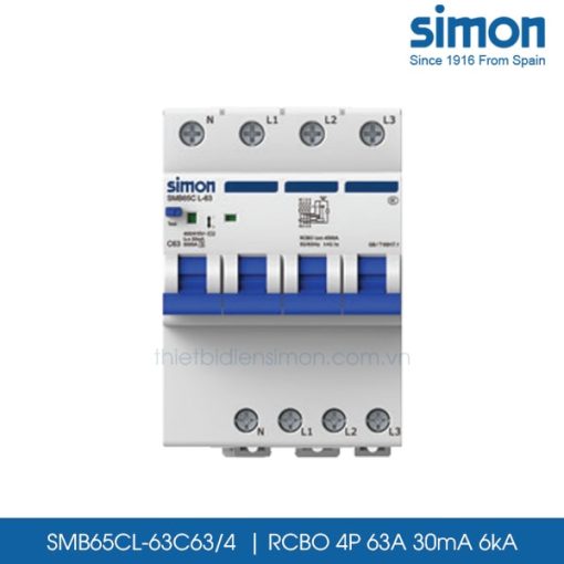 SMB65CL-63C63/4 RCBO 4P 63A 30mA Simon